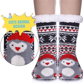 img 2 attached to Детские носочки-шлепанцы YEBING: Милые 🧦 теплые зимние носки с фетровыми животными и накладками