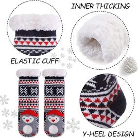 img 1 attached to Детские носочки-шлепанцы YEBING: Милые 🧦 теплые зимние носки с фетровыми животными и накладками