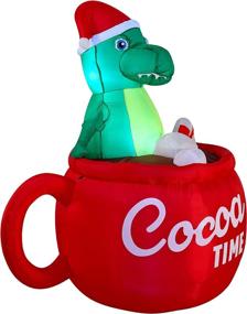 img 3 attached to 🦖 6 FT Tall Inflatable Dinosaur Mug with Built-in LEDs for Christmas Party – Lawn Decorations & Festive Blow-Up Inflatables