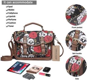 img 1 attached to 👜 Vintage Shoulder Bag Skull Crossbody Satchel for Women - Canvas Small Handbag