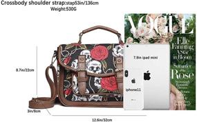 img 2 attached to 👜 Vintage Shoulder Bag Skull Crossbody Satchel for Women - Canvas Small Handbag