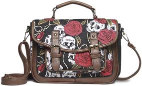 img 4 attached to 👜 Vintage Shoulder Bag Skull Crossbody Satchel for Women - Canvas Small Handbag