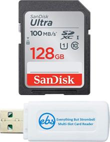 img 4 attached to 📷 SanDisk 128GB Ultra SDXC карта памяти | Совместим с камерами Nikon Coolpix L340, B500, A10, L32, S7000, A300, P900 | UHS-I класс 10 | Набор с читалкой карт памяти Everything But Stromboli (SDSDUNR-0128G-GN6IN)