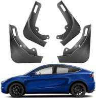 🚗 baung 2021 upgraded model y mud flaps splash guards (set of 4) - no drilling needed! fender mud guard accessories for tesla model y logo