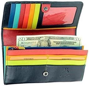 img 3 attached to Black Multi Visconti STR4 Women's Large Leather Trifold Clutch Wallet Purse with Secure RFID Blocking