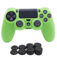 🎮 enhance gaming experience with yorha silicone cover skin case for sony ps4/slim/pro dualshock 4 controller x 1 (green) + 8 pro thumb grips logo