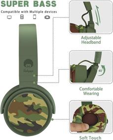 img 2 attached to 🎧 Rockpapa Camo Foldable Headphones with Microphone: Wired Earphones for Versatile Multimedia Experience on Tablet, Laptop, Mobile, DVD, CD, TV, Phones in Car/Airplane - Camouflage Green
