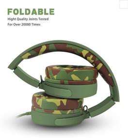img 1 attached to 🎧 Rockpapa Camo Foldable Headphones with Microphone: Wired Earphones for Versatile Multimedia Experience on Tablet, Laptop, Mobile, DVD, CD, TV, Phones in Car/Airplane - Camouflage Green