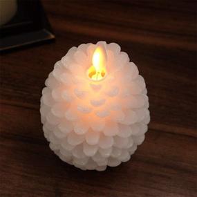 img 2 attached to 🕯️ Wonderful Pine Cone Flameless Flickering Candles with Remote and Timer - Set of 2 Battery Operated LED Moving Wick Real Wax Christmas Home Decoration Candle (3.5 x 4.7 Inches, White)