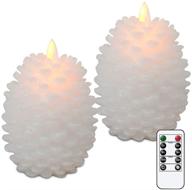 🕯️ wonderful pine cone flameless flickering candles with remote and timer - set of 2 battery operated led moving wick real wax christmas home decoration candle (3.5 x 4.7 inches, white) логотип