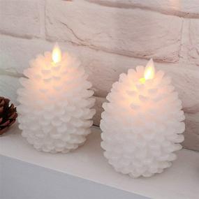 img 3 attached to 🕯️ Wonderful Pine Cone Flameless Flickering Candles with Remote and Timer - Set of 2 Battery Operated LED Moving Wick Real Wax Christmas Home Decoration Candle (3.5 x 4.7 Inches, White)