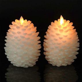 img 1 attached to 🕯️ Wonderful Pine Cone Flameless Flickering Candles with Remote and Timer - Set of 2 Battery Operated LED Moving Wick Real Wax Christmas Home Decoration Candle (3.5 x 4.7 Inches, White)