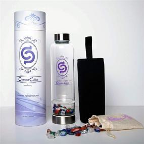 img 4 attached to 💧 Chakra Hydration Kit: Energize & Balance with Glass Water Bottle and 7 Chakra Crystals 16.9 oz