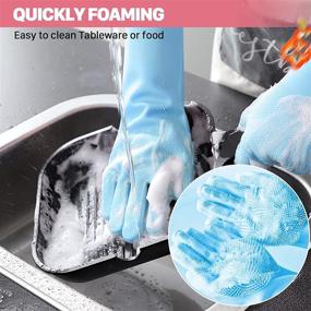 img 3 attached to 🧤 Household Silicone Dishwashing Gloves - Reusable Rubber Gloves for Bathroom, Pet Bathing, Cars, Fruits, and More