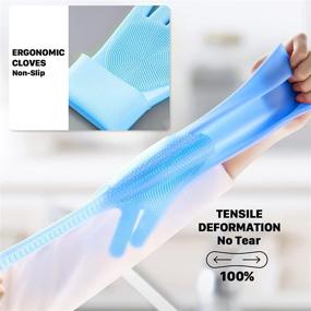 img 2 attached to 🧤 Household Silicone Dishwashing Gloves - Reusable Rubber Gloves for Bathroom, Pet Bathing, Cars, Fruits, and More