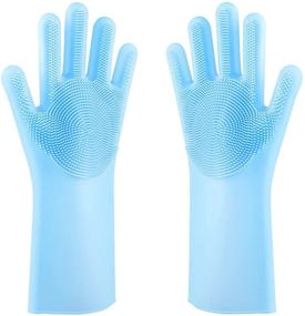 img 4 attached to 🧤 Household Silicone Dishwashing Gloves - Reusable Rubber Gloves for Bathroom, Pet Bathing, Cars, Fruits, and More