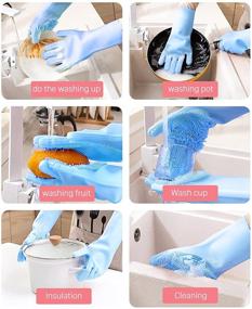 img 1 attached to 🧤 Household Silicone Dishwashing Gloves - Reusable Rubber Gloves for Bathroom, Pet Bathing, Cars, Fruits, and More