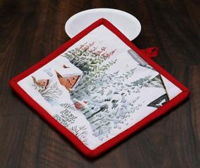 img 2 attached to 🧤 AMOUR INFINI Pot Holders Christmas Winter: Set of 2, 8x8 inches, 100% Natural Cotton - Heat Resistant, Durable & Machine Washable for Kitchen and Baking