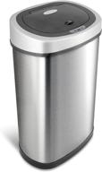 🗑️ ninestars dzt-50-9 13 gallon 50l stainless steel base automatic touchless infrared motion sensor trash can (oval, silver/black lid) логотип