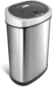 img 4 attached to 🗑️ NINESTARS DZT-50-9 13 Gallon 50L Stainless Steel Base Automatic Touchless Infrared Motion Sensor Trash Can (Oval, Silver/Black Lid)
