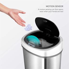 img 3 attached to 🗑️ NINESTARS DZT-50-9 13 Gallon 50L Stainless Steel Base Automatic Touchless Infrared Motion Sensor Trash Can (Oval, Silver/Black Lid)