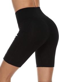 img 2 attached to Stelle Women's High Waisted Workout Shorts with Side Pockets - Essential for Running, Yoga, and Biking