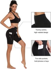 img 1 attached to Stelle Women's High Waisted Workout Shorts with Side Pockets - Essential for Running, Yoga, and Biking