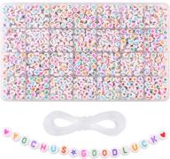 🔤 yochus 1400pcs white alphabet beads 4x7mm acrylic letter bead kit, colorful sorted letter beads for jewelry making, diy crafts, bracelets, key chains logo