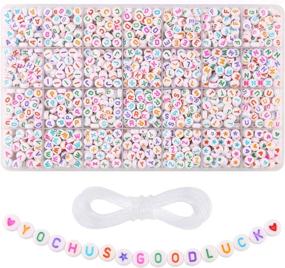 img 4 attached to 🔤 Yochus 1400pcs White Alphabet Beads 4x7mm Acrylic Letter Bead Kit, Colorful Sorted Letter Beads for Jewelry Making, DIY Crafts, Bracelets, Key Chains