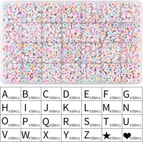 img 3 attached to 🔤 Yochus 1400pcs White Alphabet Beads 4x7mm Acrylic Letter Bead Kit, Colorful Sorted Letter Beads for Jewelry Making, DIY Crafts, Bracelets, Key Chains