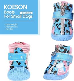 img 3 attached to 🐾 KOESON Small Dog Shoes: Breathable, Anti-Slip Mesh Booties with Reflective Zipper - Year-Round Paw Protection for Outdoor Activities