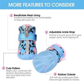 img 2 attached to 🐾 KOESON Small Dog Shoes: Breathable, Anti-Slip Mesh Booties with Reflective Zipper - Year-Round Paw Protection for Outdoor Activities