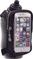 nathan handheld water bottle and phone case: insulated 18 oz flask with convenient hand strap for running/walking. hydration pack for runners with speedview feature. logo