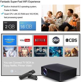 img 3 attached to 📽️ 4200 Lumens LED Android Bluetooth Video Projector, Support 4K 300" Display, with HDMI, USB, SPDIF, Native WiFi Connectivity, Compatible with TV Stick PS3/4 DVD USB, for Home Office Outdoor - 1080P Resolution