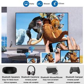 img 2 attached to 📽️ 4200 Lumens LED Android Bluetooth Video Projector, Support 4K 300" Display, with HDMI, USB, SPDIF, Native WiFi Connectivity, Compatible with TV Stick PS3/4 DVD USB, for Home Office Outdoor - 1080P Resolution