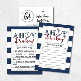 img 3 attached to 👶 Nautical Baby Shower Invitations - 25 Ahoy It's A Boy! Sprinkle invite with Anchor Theme for Little Man Gender, Cute Printed Fill-In or Write-In Blank, Unique Vintage Coed Party Paper Supplies - Printable Card