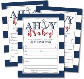 img 4 attached to 👶 Nautical Baby Shower Invitations - 25 Ahoy It's A Boy! Sprinkle invite with Anchor Theme for Little Man Gender, Cute Printed Fill-In or Write-In Blank, Unique Vintage Coed Party Paper Supplies - Printable Card