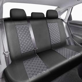 img 1 attached to FREMONT AUTO Car Seat Covers - Universal Full Set of 9 Pieces | Airbag Compatible | PVC Leather Material | Gray | Ideal for Majority of Cars, Trucks, SUVs