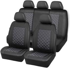 img 4 attached to FREMONT AUTO Car Seat Covers - Universal Full Set of 9 Pieces | Airbag Compatible | PVC Leather Material | Gray | Ideal for Majority of Cars, Trucks, SUVs