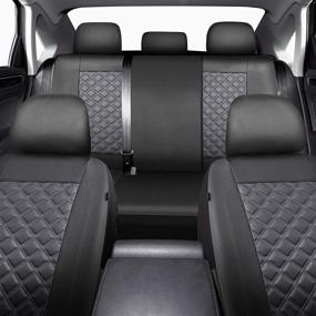 img 3 attached to FREMONT AUTO Car Seat Covers - Universal Full Set of 9 Pieces | Airbag Compatible | PVC Leather Material | Gray | Ideal for Majority of Cars, Trucks, SUVs