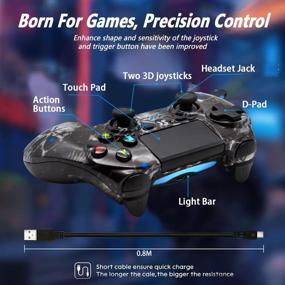 img 1 attached to 🎮 Black Skull Series Wireless PS4 Controller with Dual Vibration, High Performance Gaming Controller for Playstation 4 /Pro/Slim/PC with Audio Function, Touch Pad, Motion Control