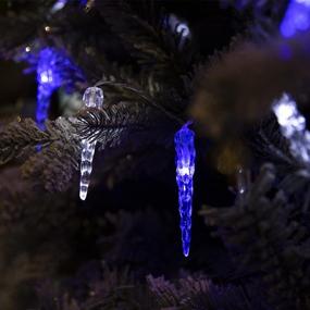 img 1 attached to Захватывающие светодиодные гирлянды "LED Icicle Christmas Lights": 30 белых и синих светодиодных внутренних кристальных ледяных гирлянд для зимнего убранства окон в праздничное время года