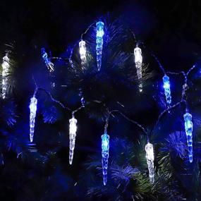 img 3 attached to Захватывающие светодиодные гирлянды "LED Icicle Christmas Lights": 30 белых и синих светодиодных внутренних кристальных ледяных гирлянд для зимнего убранства окон в праздничное время года