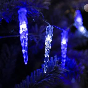 img 4 attached to Захватывающие светодиодные гирлянды "LED Icicle Christmas Lights": 30 белых и синих светодиодных внутренних кристальных ледяных гирлянд для зимнего убранства окон в праздничное время года