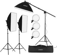 📸 комплект светильников andoer bi-color dimmable led softbox - 3 шт. 45w 5500k светильников, 20 x 28 дюймовых софтбокса, 2 метровых стоек для освещения, сумка для переноски для фотосъемки и видеосъемки. логотип