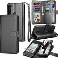 moto g stylus case | motorola moto g pro wallet case – tekcoo luxury pu leather flip cover with detachable magnetic hard cases, id card slots & cash holder – black logo