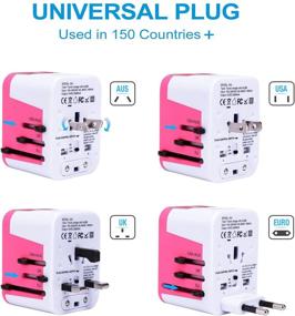 img 3 attached to Zoppen International Travel Adapter - Smart Wall Charger with 4 USB Charging Ports, 🔌 All-in-one Universal Plug (US/JP UK EU AU/CN) Worldwide Outlets & AC Socket - Surge Protector, Pink/White