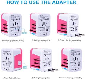 img 2 attached to Zoppen International Travel Adapter - Smart Wall Charger with 4 USB Charging Ports, 🔌 All-in-one Universal Plug (US/JP UK EU AU/CN) Worldwide Outlets & AC Socket - Surge Protector, Pink/White