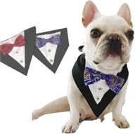 🐶 stock show formal tuxedo bandana collar for small to medium dogs - elegant bowtie and adjustable neckerchief perfect for wedding, party, costume, gift, and birthday logo