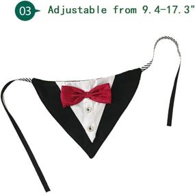 img 1 attached to 🐶 Stock Show Formal Tuxedo Bandana Collar for Small to Medium Dogs - Elegant Bowtie and Adjustable Neckerchief Perfect for Wedding, Party, Costume, Gift, and Birthday